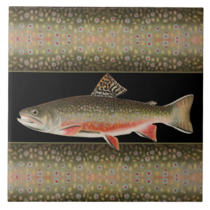 Modern Black and Rust Fisherman's gift Trout Fish Tile