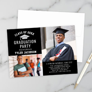 Modern Black and Silver 2025 Photo Graduate Party Invitation
