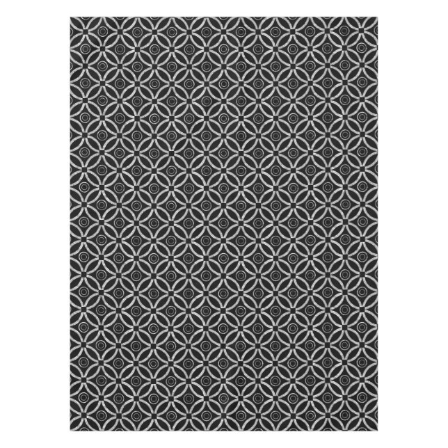 Modern Black And Silver Geometric Pattern Tablecloth (Front)