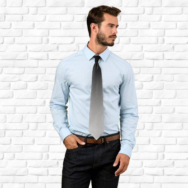 Modern Black and Silver Grey Gradient Tie (Modern Black and Silver Grey Gradient Neck Tie)