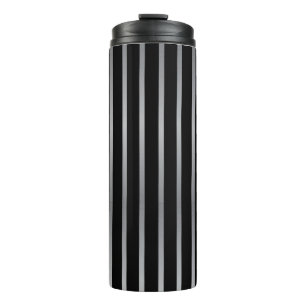 Modern Black and Sliver Stripe Thermal Tumbler