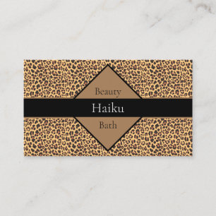 Modern Black and Tan Leopard Print Business Card