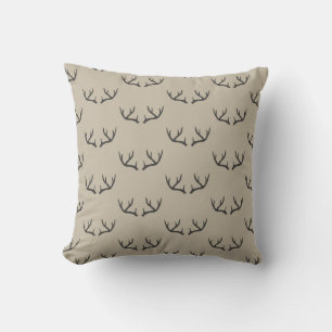 Modern black and taupe Antlers patterned Throw Pillow