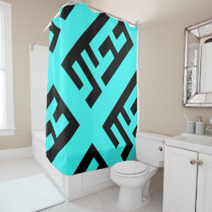 Modern Black and Teal Shower Curtain 2