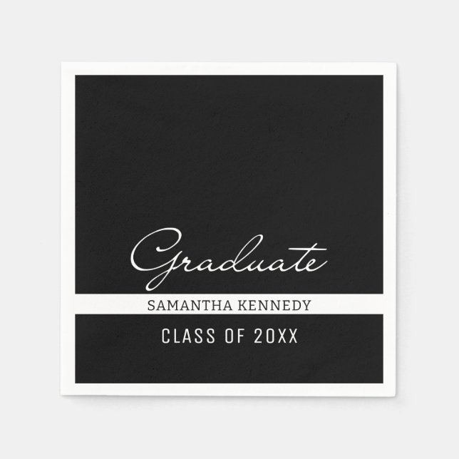 Modern Black and White 2025 Graduation   Napkin (Front)