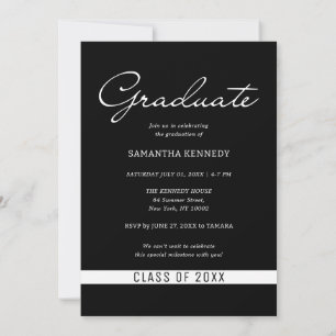 Modern Black and White 2025 Graduation Photo  Invitation