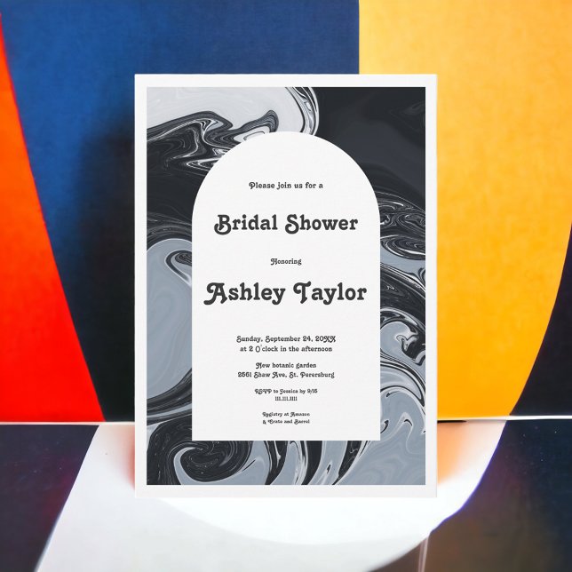 Modern Black And White Abstract Bridal Shower Invitation (Creator Uploaded)