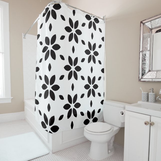 Modern Black and White Abstract Floral  (In Situ)