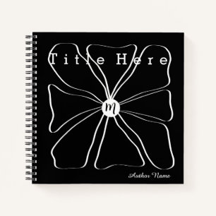 Modern Black and White Abstract Floral Line Art Notebook
