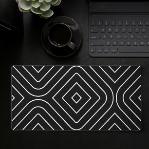 Modern Black And White Abstract Geometric Area Rug Desk Mat