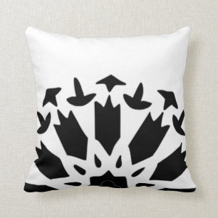 Modern Black and White Abstract Moroccan Throw Pillow