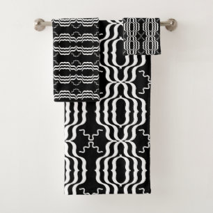 Modern Black and White abstract pattern Bath Towel Set