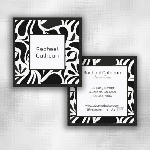 Modern Black and White Abstract Pattern Custom Square Business Card