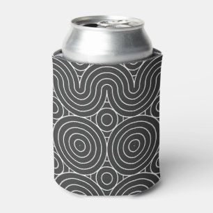 Modern Black and White Abstract Pattern Design Can Cooler