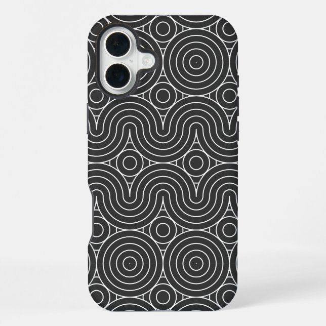 Modern Black and White Abstract Pattern Design iPhone Case (Back)