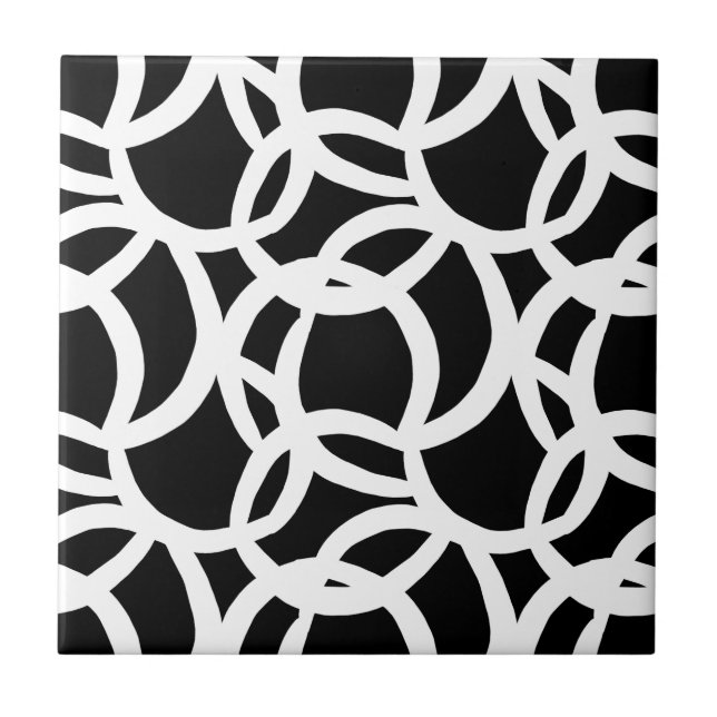 Modern Black and White Abstract Pattern Tile (Front)