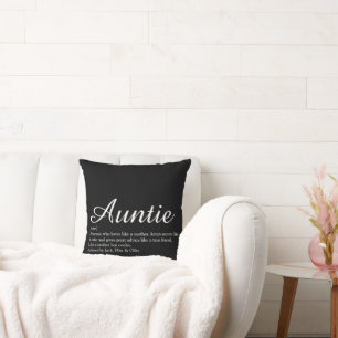 Modern Black and White Aunt Auntie Definition Throw Pillow