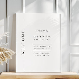 Modern Black and White Bar Mitzvah Welcome Sign