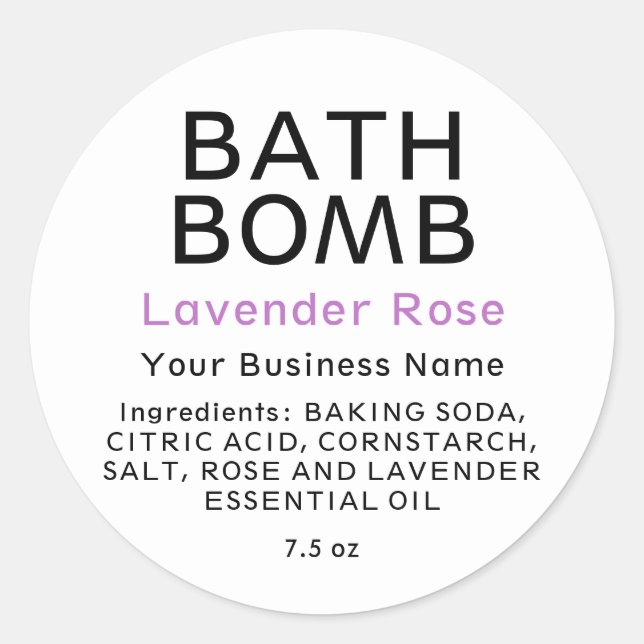 Modern Black and White Bath Bomb Classic Round Sticker (Front)