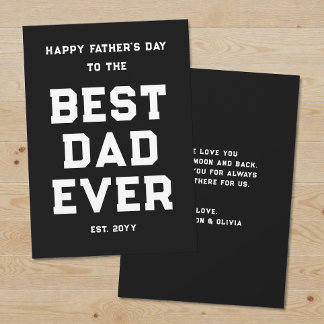 Modern Black and White Best Dad Ever Father's Day Holiday Card