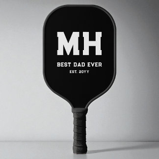 Modern Black and White Best Dad Ever Father's Day Pickleball Paddle