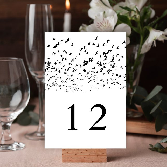 Modern Black and White Birds of a Feather Wedding  Table Number (Creator Uploaded)