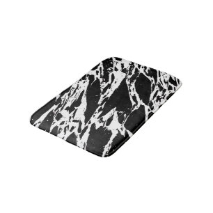 Modern Black and White Bold Marble Pattern Bath Mat
