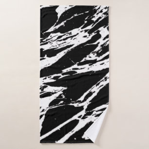 Modern Black and White Bold Marble Pattern Bath Towel