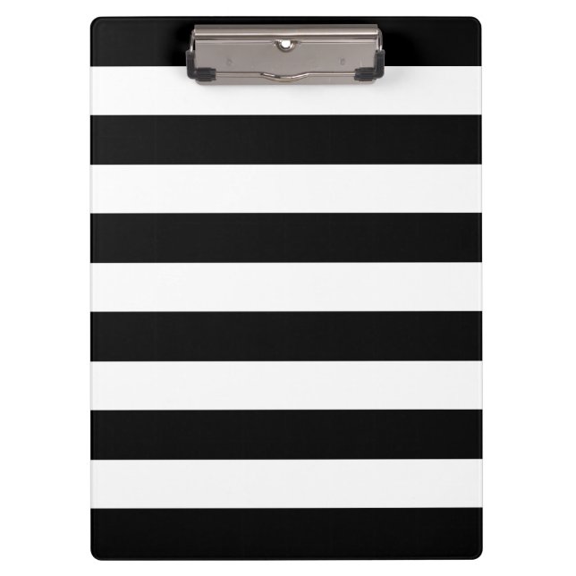 Modern Black and White Bold Stripes Pattern Clipboard (Front)
