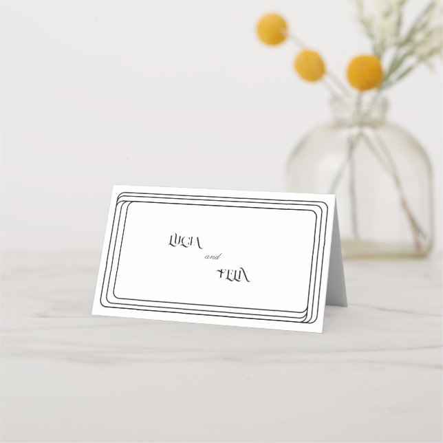 Modern Black And White Bold Text Folded Place Card (Back)