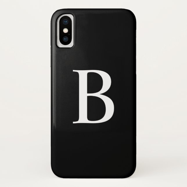 Modern Black and White Bold Typography Monogram Case-Mate iPhone Case (Back)