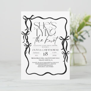 Modern Black  and White Bow Bridal Shower Invitation