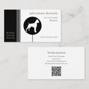 Modern Black and White Boxer Silhouette Business Card