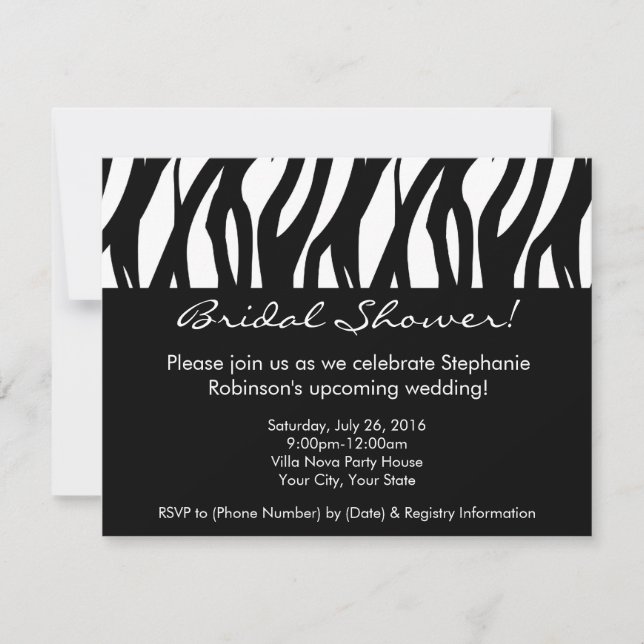 Modern Black and White Bridal Shower Invitations (Front)