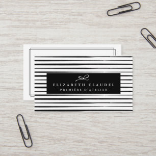 Modern Black and White Brush Strokes Elegant bow Business Card