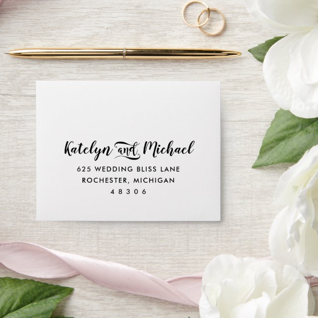 Modern Black and White Calligraphy RSVP Envelope (Wedding)