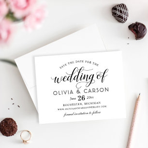 Modern Black and White Calligraphy Script Wedding Save The Date