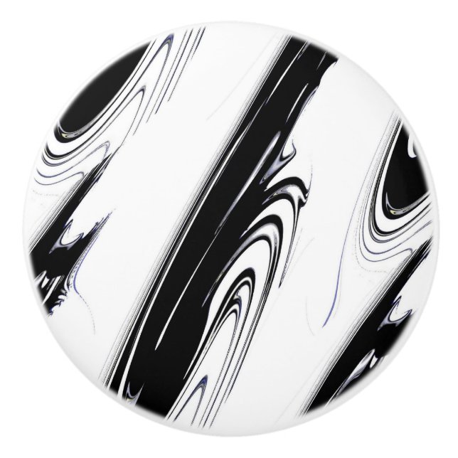 Modern Black and White Ceramic Knob (Front)