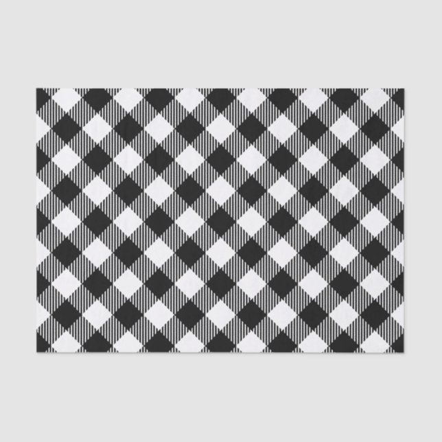 Modern Black and White Check Gingham Pattern Tissue Paper (Front)