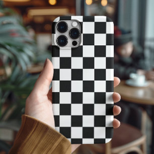Modern Black and White Checkerboard Pattern iPhone 16 Case
