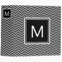 Modern Black and White Chevrons With Monogram