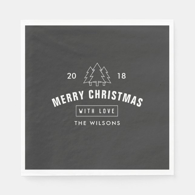 Modern Black and White Christmas Table Decor Napkin (Front)