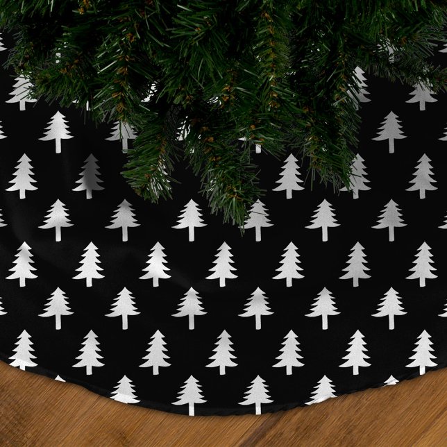 Modern Black and White Christmas Tree Pattern Brushed Polyester Tree Skirt (Creator Uploaded)