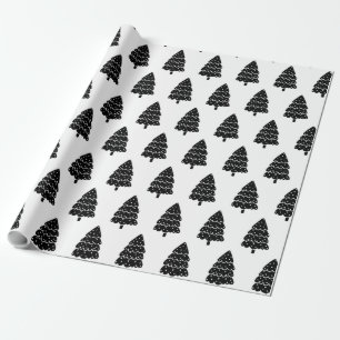 Modern Black and White Christmas Tree Wrapping Paper