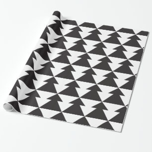 Modern Black and White Christmas Tree Wrapping Paper