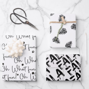 Modern Black and White Christmas Wrapping Paper