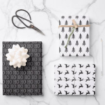 Modern Black and White Christmas Wrapping Paper