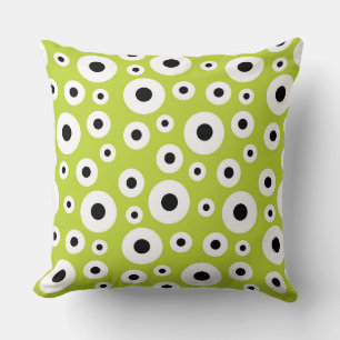 Modern Black and White Circle Pattern Throw Pillow