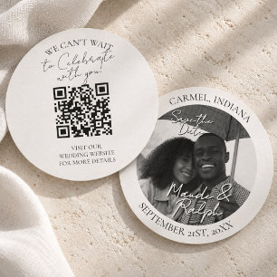 Modern Black and White Circle Photo Save the Date