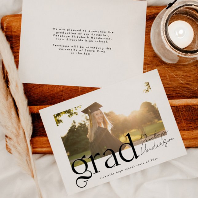 Modern Black and White Class of 2025 Graduation Announcement (Creator Uploaded)